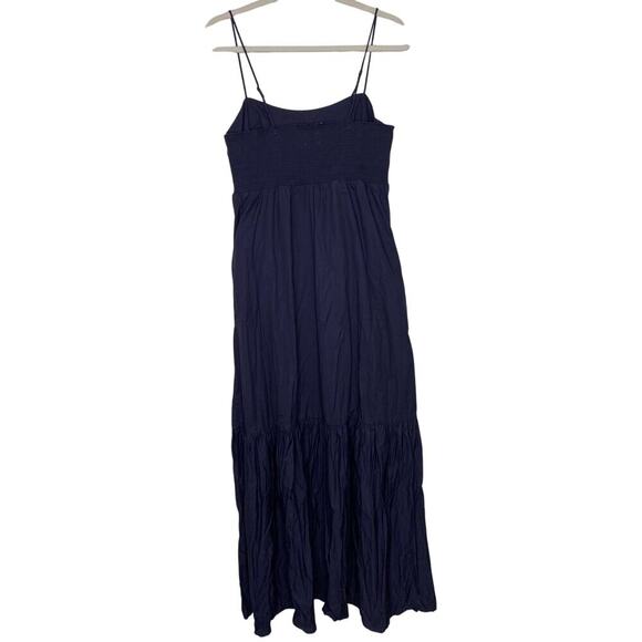 XIRENA Freya Dress Navy Blue Cotton Smocked Maxi Ruffle Hem Tuckernuck - Picture 13 of 14